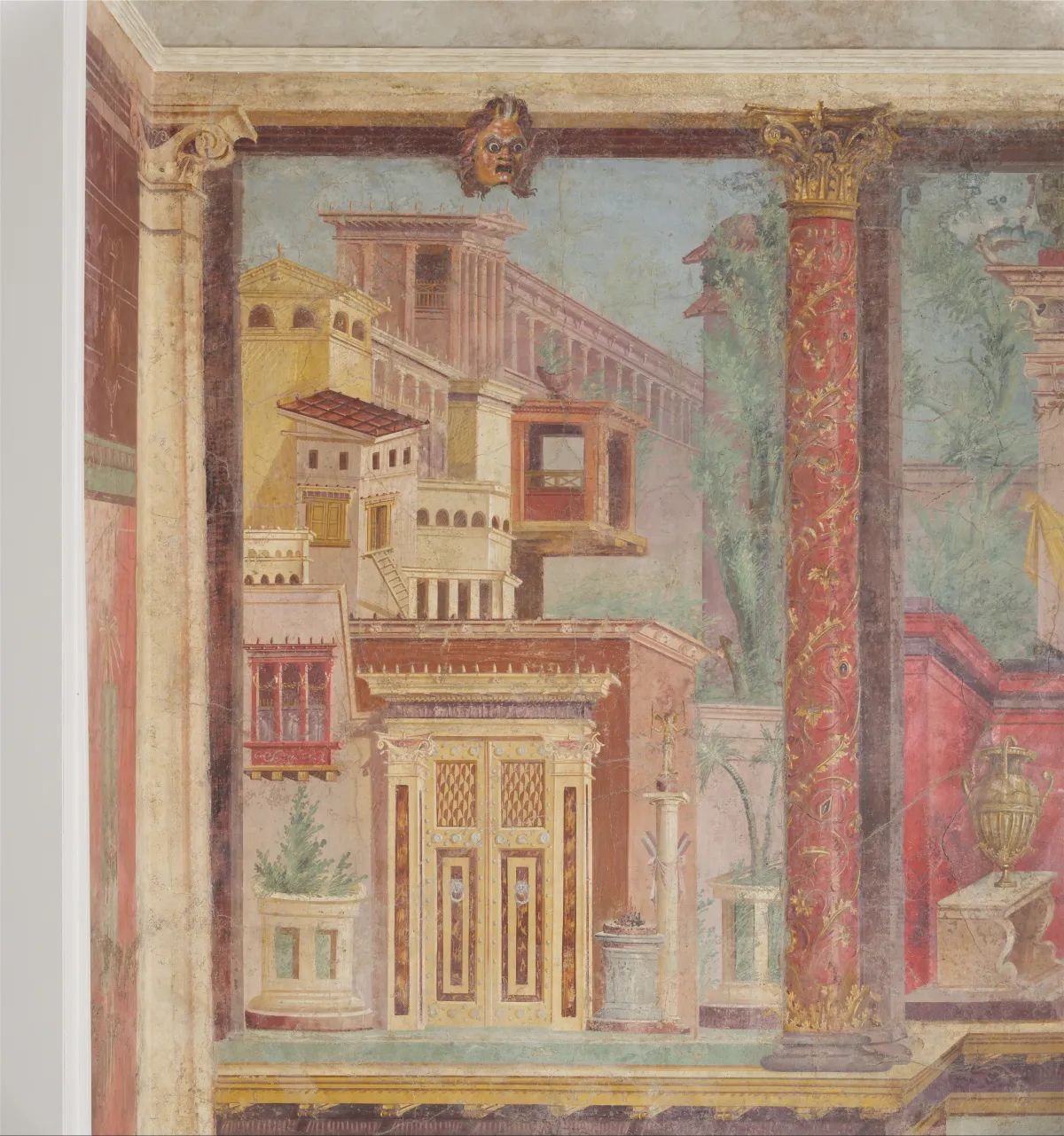 Roemisches Trompe-l'oeil-Fresko mit gemalter Architektur aus Boscoreale