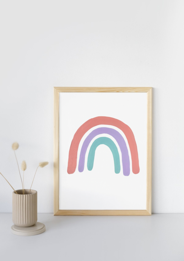 Kinderzimmer Bild Regenbogen Bonbon Rosa, Lila, Flieder, Türkis Kunstdruck
