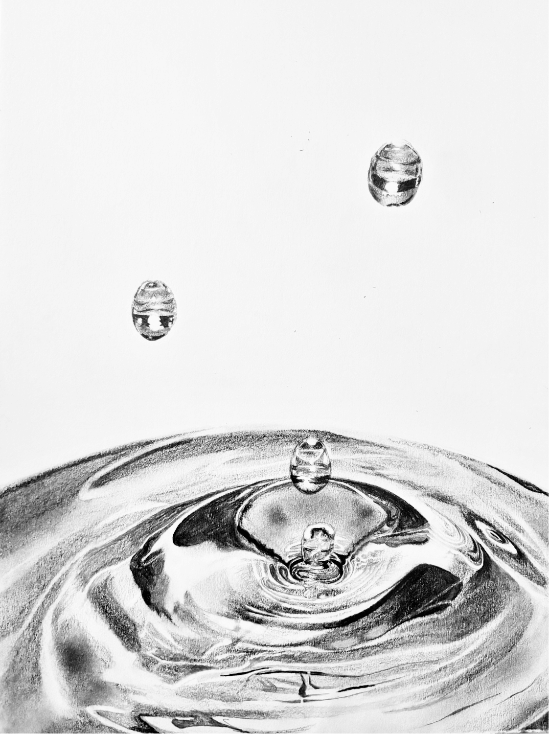 Wassertropfen Graphitzeichnung